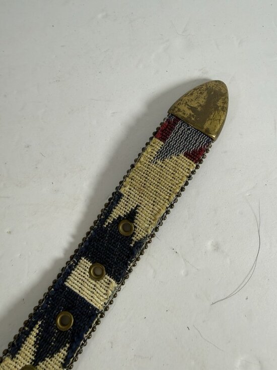 Vintage 90s Western Country Leather Geometric Navajo Belt Womens 1XL